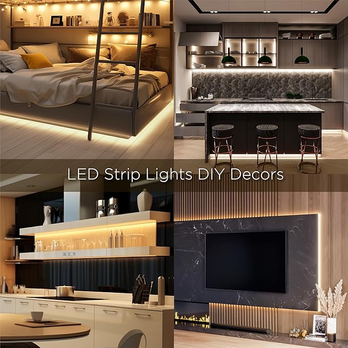 LED Strip Lights, 16.4 FT LED Light Strip with ETL 12V DC Adapter 4000K Neutral White Tape Light with PU Coating, LED Lights for Bedroom, Kitchen, Under Cabinet, Home Decor