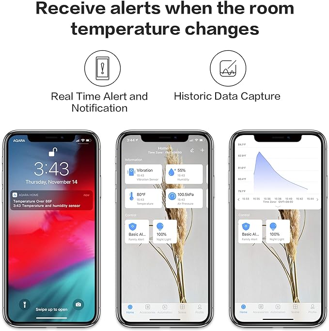 Aqara Zigbee Temperature and Humidity Sensor, Wireless Thermometer Hygrometer for Home Automation, Remote Monitoring, Requires Aqara Hub (not 3rd-Party), Compatible with Apple HomeKit, Alexa, IFTTT