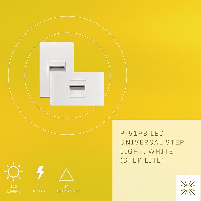 2W LED Universal (Vertical-Horizontal) Step Lights, White Finish, 120V LED Stair Lights Indoor and Outdoor, 125 Lumens, CRI 90+, Wet Location IP-65 IC Rated, ETL Listed, Warm White 3000k