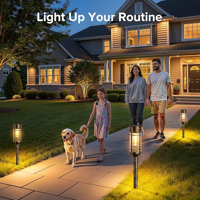LETMY 12 Pack Brown Solar Pathway Lights Outdoor, Bright Solar Lights Outdoor Waterproof IP65, Solar Garden Lights Outdoor for Yard Walkway Driveway Landscape Garden Decor (Bronze)