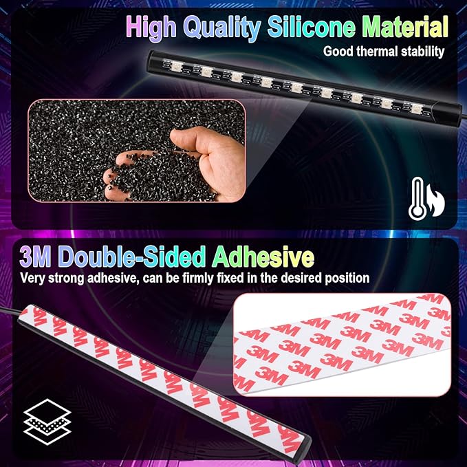 Car Interior Lights, 5V LED Strip Lights with USB Adapter, Ambient Lighting Car Accessories, App & Remote Control Music Sync Color Change Lights for Truck Car Decor (36LED Beads)