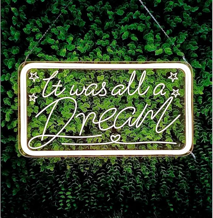 It was All a Dream LED Neon Sign for Wall Decor USB Adjustable Brightness Living Room Bars Barbers Pub Wedding Party Salon Club Gatherings Christmas Birthday Art Wall Decor