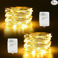 Timer Fairy Lights Battery Operated 2 Pack 16.4Ft 50 LEDs Silver Copper Wire Twinkle String Lights with Timer 5 Lighting Modes for Christmas Bedroom Wedding Parties Holiday Decorations (Warm White)