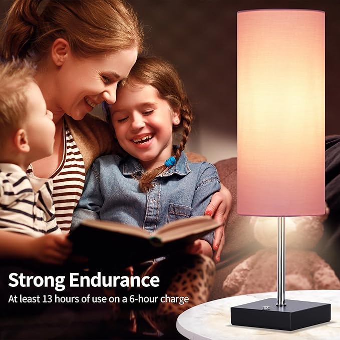 AVV Cordless Table Lamp, 5000mAh Battery Operated Lamp for Night Stand, 3 Modes Battery Powered Wireless Table Lamp, Touch Control Rechargeable Lamp for Bedroom, Living Room, 18 Inch Pink