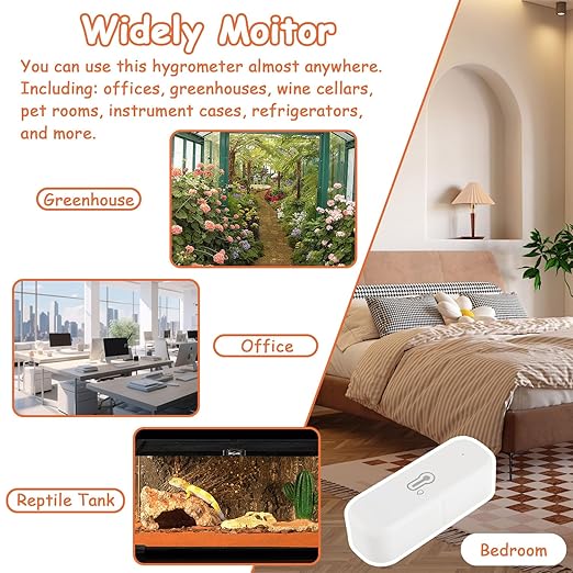 WiFi Hygrometer Thermometer Sensor, Indoor Outdoor Wireless Temperature Humidity Sensor, with Remote Monitor and Alert Compatible with Alexa(1 Pack)