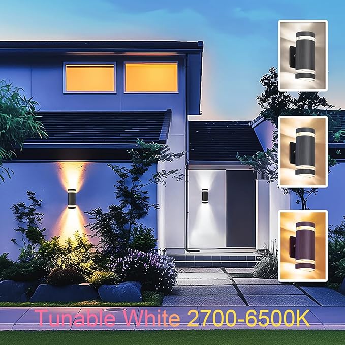 Up and Down Outdoor Wall Lights- Outdoor Lighting Fixtures,RGB Color Changing, App & Voice Control, ETL Listed, Front Door Light Fixture 6500K, Smart Exterior Lights for House, Porch, Garage