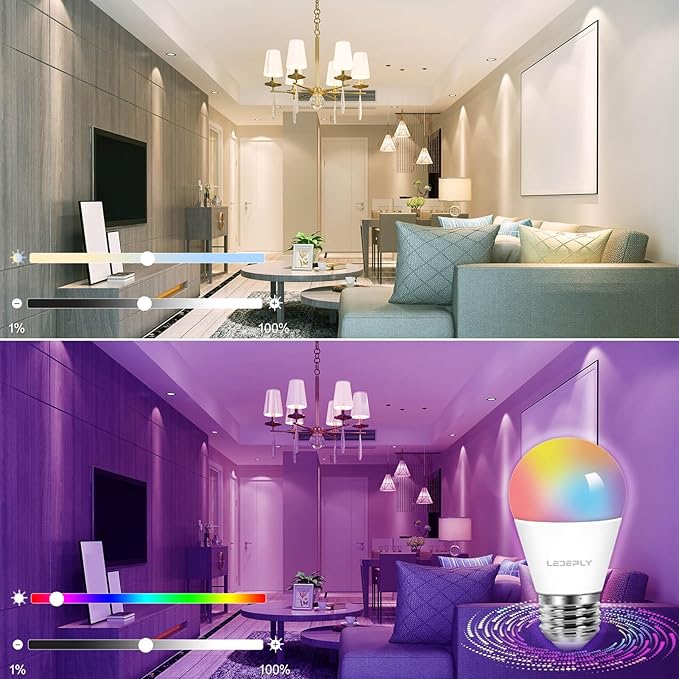 5W=40W, A15 Smart Bulb, Compatible with Alexa, Google Home, E26, Color Changing, Dimmable LED WiFi Light Bulbs, No Hub Required, 2.4GHZ WiFi Only, 400lm, 1 Pack