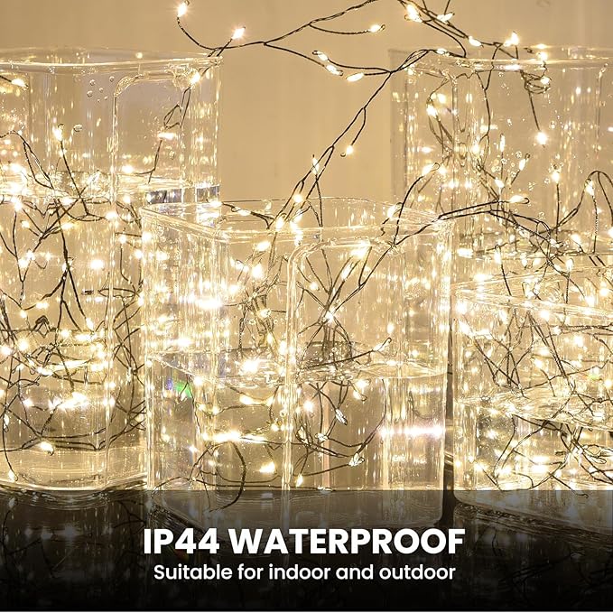 Dailyart Fairy Lights Plug in, 1000 Led Twinkle String Light with Remote 75Ft Waterproof 8 Modes Warm Cluster Lights with Timer for Bedroom Wreath Window Wedding Christmas Tree Decoration,Black Wire