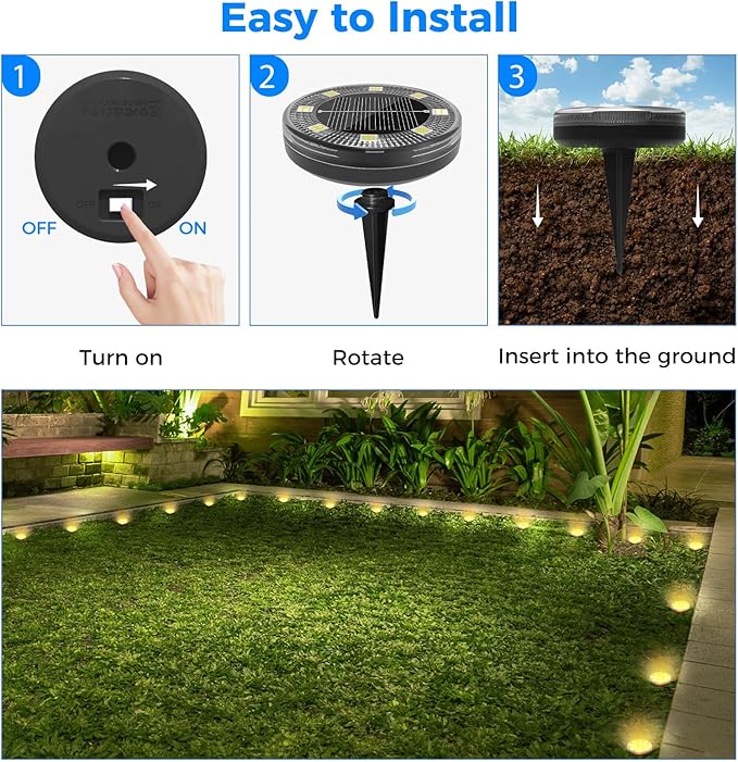 Peasur Mini Solar Ground Lights, 12 Pack Flat Solar Disc Lights Outdoor Waterproof, 2.3 Inch Small Solar Garden Lights Landscape Lighting for Outside Pathway Garden Yard Lawn Walkway,Warm White