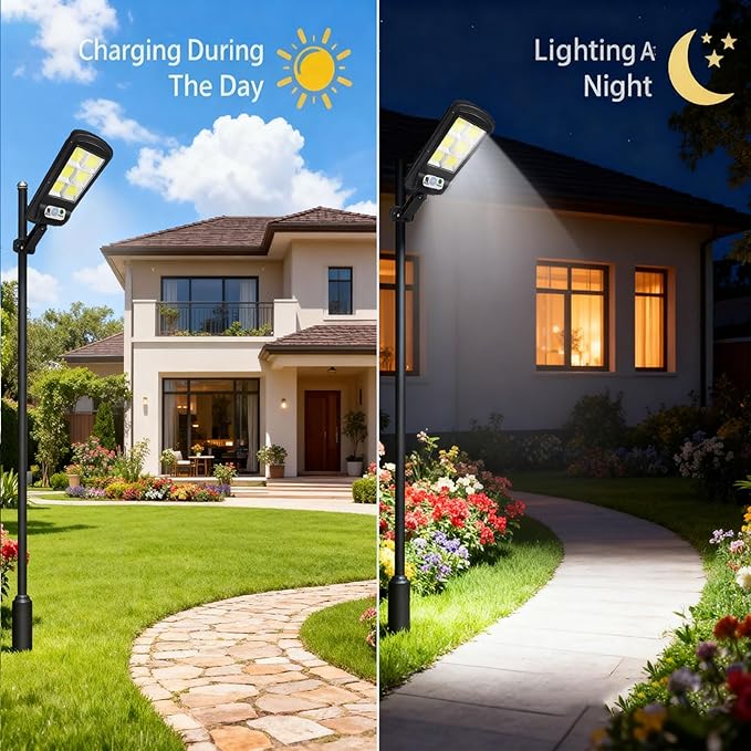 NUNET 4 Pack 120 LED Solar Security Lights Outdoor, Motion Sensor with Remote Control, 3 Modes Weatherproof, Dusk to Dawn, Wireless Solar Street/Flood Lights for Garden Yard Garage Patio Parking Lot
