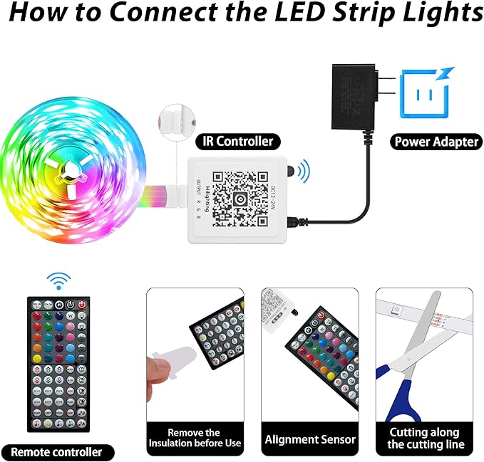 65.6 ft LED Lights for Bedroom Music Sync RGB LED Strip Lights with APP & Remote Control LED Lights for Room Home Party Christmas Wall Decor