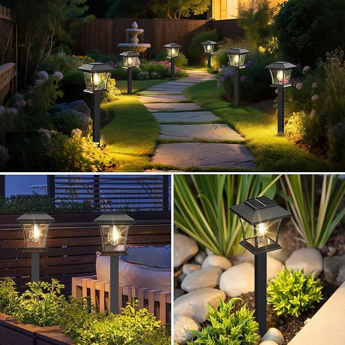 Sparkblaze 2 Pack Solar Pathway Lights Outdoor, LED Solar Yard Lights Dusk to Dawn Solar Garden Lights for Lawn, Walkway, Path & Landscape Lighting. (2, Warm White)