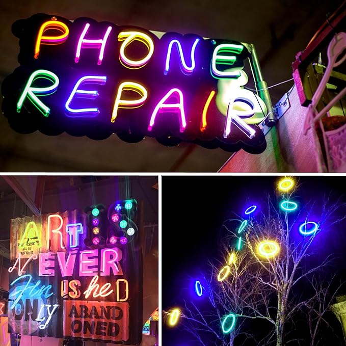 Ourbest EL Wire Lights Battery Powered, Wearable Led Wire Lights 5in1 neon String Light,DIY neon Sign kit Stay/Slow/Fast Flash Party Decoration 1M MUL