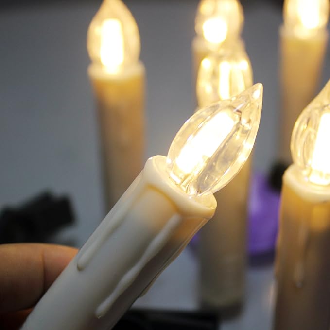 Short Candlesticks LED Taper Candles, 4inches Battery Chandelier Remote LED Candle Sticks Flameless Candlesticks Timer Tapered Candles with Clip for Hotels Bars Churches Harry Potter Party