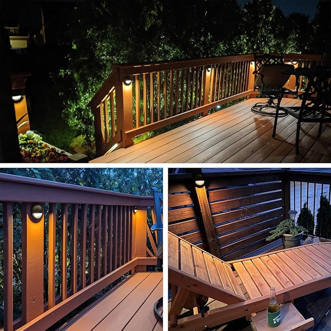 GKOLED Low Voltage LED Deck Lights, 12V AC/DC Landscape Step Railing Fence Light, 2W 2700K Accent Lighting Fixture, Die-cast Aluminum, Dark Brown, 6-Pack