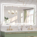 Keonjinn 66" x 36" LED Bathroom Mirror with Frontlit & Backlit, Smart Bathroom Mirror, Safe Tempered Glass, Anti-Fog, 3000K/4500K/6500K, Dimmable, UL-Listed, Bathroom Mirrors for Over Sink