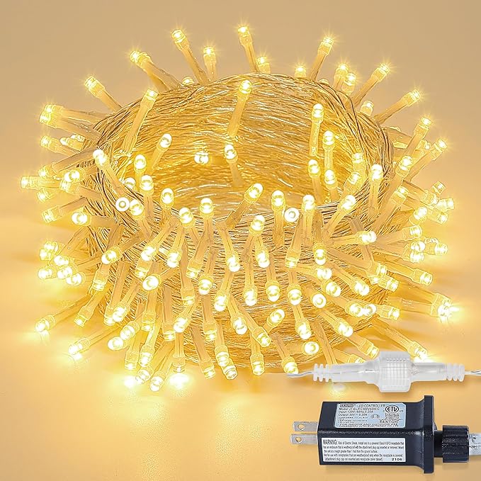 String Lights Indoor Bedroom, 33FT 100 LED Fairy String Lights Outdoor Waterproof, 8 Modes Memory Twinkle Christmas Light Plug in for Classroom Dorm Patio Tree Garden Decor(Warm White)