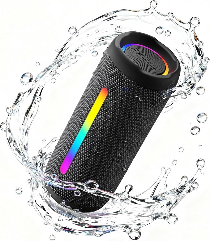 Portable Bluetooth Speaker Wireless, 40W Super Bass with Smart Display, IP67 Waterproof, 40H Playtime, RGB Colorful Lights, Bluetooth 5.4, for Home Party Outdoor Travel Beach Gift