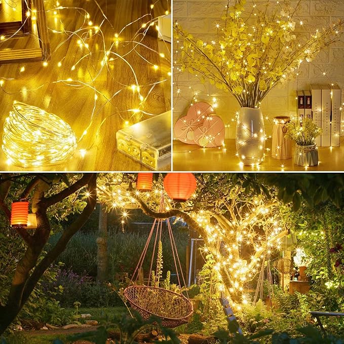 1Pack Warm White Fairy Lights Battery Operated with Remote, Waterproof 20FT 60LED Cuttable Twinkle Lights with Timer Indoor Outdoor, String Light for Bedroom, Classroom, Wedding, DIY, Christmas Décor