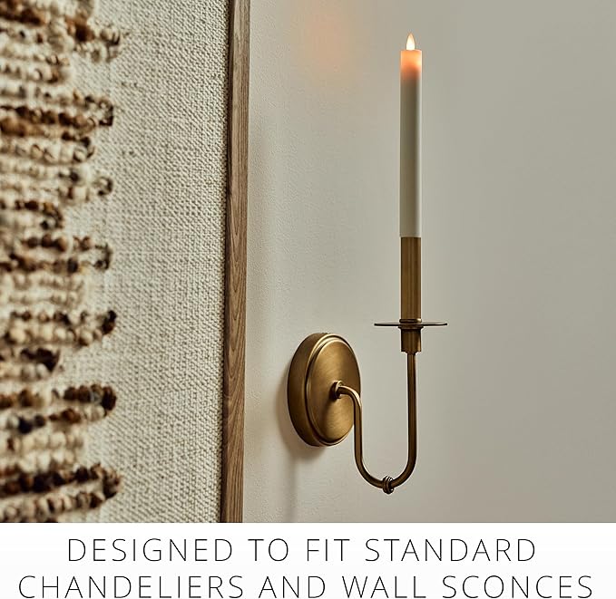 Luminara Pearl Ivory Flameless Candle Tall E12 Taper Bulb Flat Top 1" x 9.5" for Chandeliers, Wall Sconces and Lighting Fixtures
