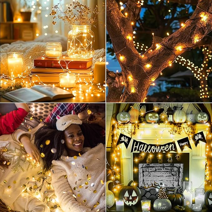 24Pack Fairy Lights Battery Operated, 7ft 20 LED 3 Modes Speed Twinkle Mini String Lights Waterproof Silver Wire Firefly Starry Lights for Mason Jars Wedding Party Christmas Decorations
