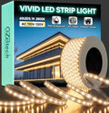 GZBtech AC 110-120V LED Strip Lighting 66FT/20M, 2800K Warm White IP65 Waterproof Outdoor Strip Lights, 60LEDs/M SMD2835 Cuttable & Connectable LED Rope Light for Indoor Outside Exterior, ETL Listed