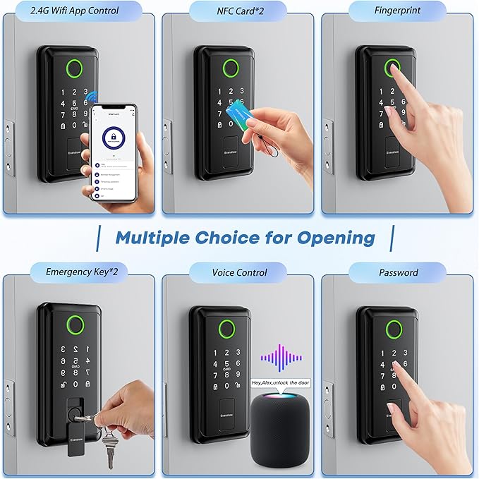 Keyless Entry Door Lock,Smart Keyless Entry Door Lock, Fingerprint Smart Locks for Front Door,Smart Deadbolt Lock, Built-in Wi-Fi APP Control-Passcode Remotely, Easy Installation