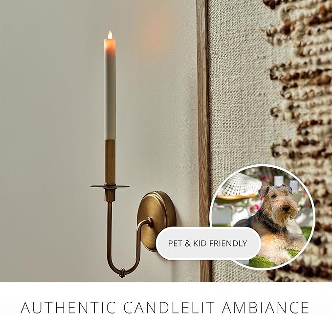 Luminara Pearl Ivory Flameless Candle Tall E12 Taper Bulb Flat Top 1" x 9.5" for Chandeliers, Wall Sconces and Lighting Fixtures