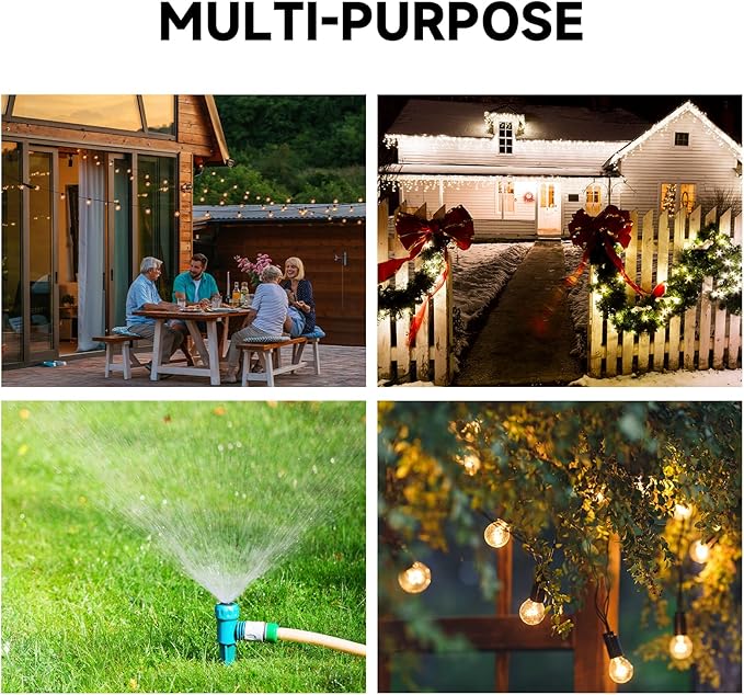 EP 24 Hour Mechanical Outdoor Timer Outlet, 6ft Outdoor Timer for Lights, Waterproof, 2 Grounded Outlets, 15A 1/2HP, Heavy Duty, ETL Listed
