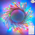 2Pack Battery Operated Fairy Lights, 10 Ft 120LEDs Firecracker String Lights Waterproof Silver Wire Starry Firefly Light for DIY Wreath Home Wedding Indoor Outdoor Christmas Decorations, Multicolor