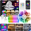 RGBWW+IC LED Strip Lights 50Ft, Dimmable Multi-Colored+3000K-6500K LED Lights with Remote and APP, Flexible Self-adhesive Color Changing LED Tape Lights, 24V Cuttable DIY Strip Lighting for Home Stair
