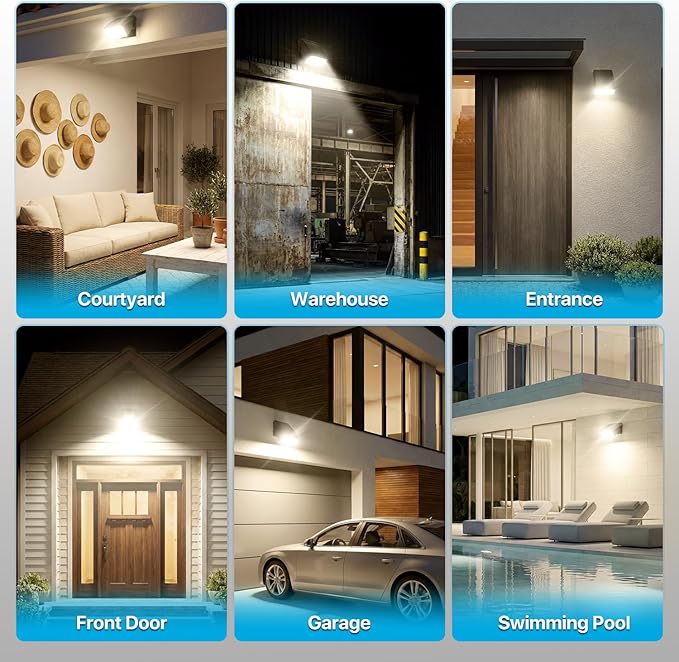LED Wall Pack Light - 30W/40W/60W - 𝟏𝟐𝟎𝐕 3000K Porch Light Not Disturbing Neighbors - Full Cut Off Down Lights Outdoor - Dusk to Dawn Security Lights for House Garage Entryway Patio Driveway
