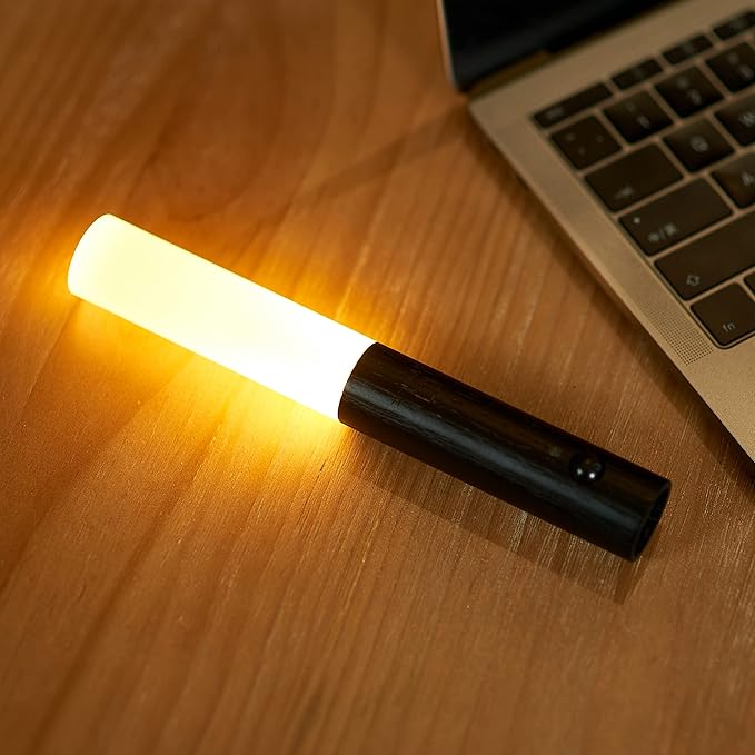 Gingko Smart LED Baton Wall Light, Rechargeable with Motion Sensor, Made from Natural Wood with Magnetised Base (Black)