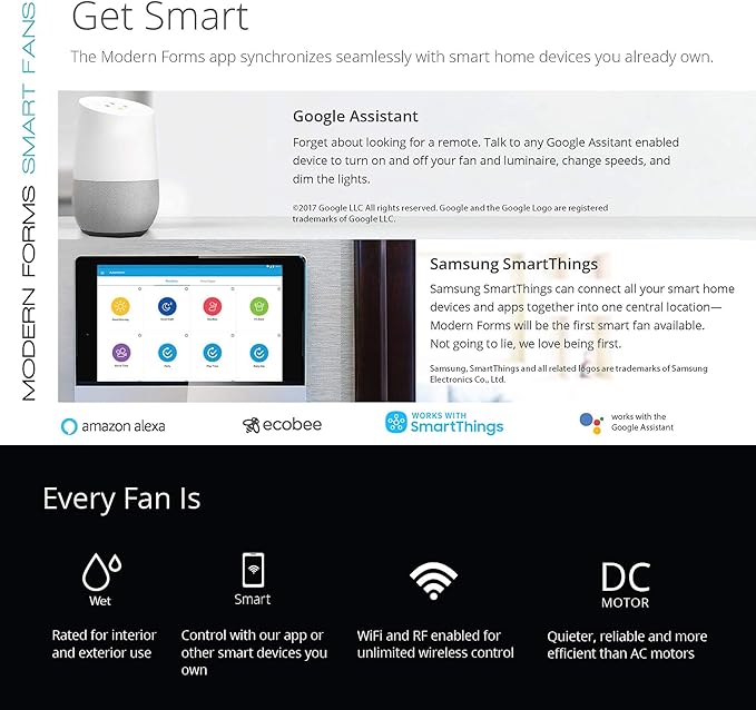 Wynd XL Smart Indoor and Outdoor 9-Blade Ceiling Fan 72in Stainless Steel with 3500K LED Light Kit and Remote Control worksworks with Alexa and iOS or Android App