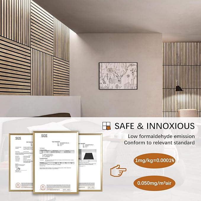 Acoustic Wood Panels for Wall 4-Pack - Natural Oak Veneer Soundproof Panels for Home & Office, 23.6" Wood Wall Panels with Noise Reduction (23.6" W x 23.6" L)