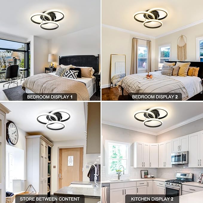 15.74in Dimmable LED Modern Flush Mount Ceiling Light Fixture with Remote Control, 3000K-6500K 3-Color Dimming Circle Modern Chandelier, Close to Ceiling Bedroom Kitchen Hallway Cloakroom Lamp