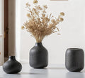 Black Ceramic Vases for Decor, 3 Set Weave Style Modern Minimalist Farmhouse Decoration for Table Shelf, Bookshelf Decoration