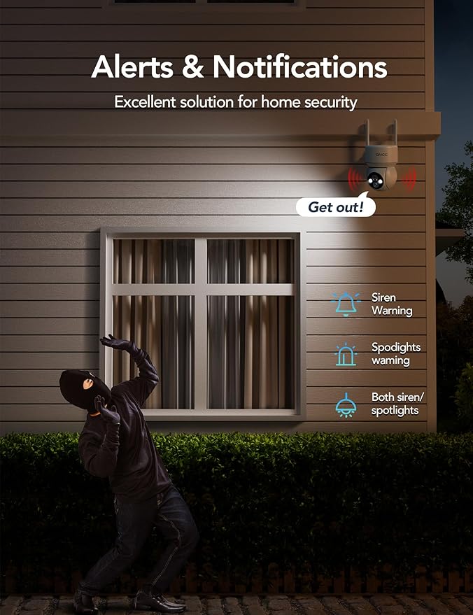 GNCC Solar Security Cameras Wireless Outdoor, 2.4G WiFi 360° View Solar/Battery Powered Cameras for Home Security with AI Human Detection, Color Night Vision, 2-Way Audio, SD/Cloud Storage, 2 Pack