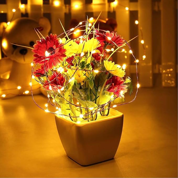 Joomer Fairy String Lights 33FT 100 LEDs Plug in Fairy Lights Indoor Copper Wire String Light DIY for Bedroom, Parties, Wedding, Christmas, Outdoor, Indoor Decoration (Warm White, Non-Connectable)