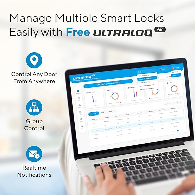 ULTRALOQ Bolt Fingerprint Smart Lock with Handle, 7-in-1 Keyless Entry Door Lock Set, Built-in WiFi Deadbolt, Auto-Lock & Unlock, App Remote Control, Compatible with Alexa, ANSI Grade 1,Black