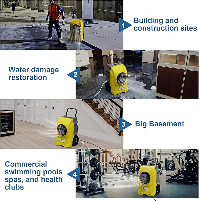 AlorAir 270 Pints Commercial Dehumidifiers for Large Room or Basements, Industrial Large Dehumidifier with Pump and Drain Hose, Dehumidifiers with Smart Wi-Fi, Manufacturer's 5 Years Warranty, Yellow