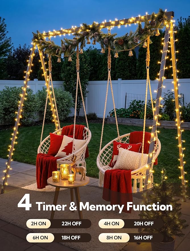 String Lights Indoor Bedroom,98FT 200 LED Fairy String Lights Outdoor Waterproof, Memory Twinkle Christmas Light Plug in for Classroom Dorm Patio Tree Garden Decor(Warm White with Remote)