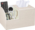 Fanousy Square Tissue Box Cover with Storage, PU Leather Cube Tissue Box Holder, Remote Control Nightstand Organizer, Modern Desk Caddy for End Table, Bathroom, Bedroom, Home, Office Decor
