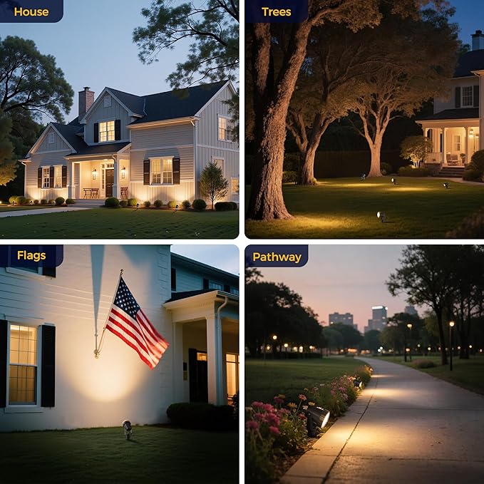 L LOHAS LED 5W Dusk to Dawn Outdoor Lighting, Auto On/Off 3000K Landscape Outdoor Spotlight, IP66 Waterproof Plug in Spot Lights for Yard, Garden, House, Pathway, Plant, UL Listed (6 Pack)