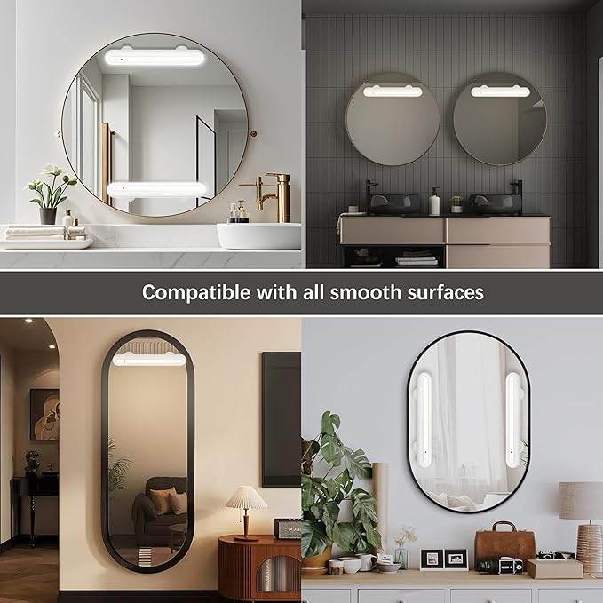 15" Vanity Lights for Mirror, Rechargeable Battery Operated Mirror Lights with Remote Control, 3 Temp&Adjustable Brightness Makeup Light, Cordless Lighting for Vanity Desk (White-2Pack)