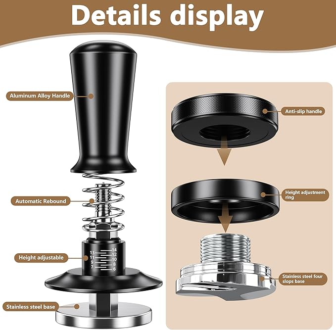 9 Pack Espresso Accessories Kit（Square）,51mm Espresso Tool Kit | Espresso Tamping Station | Coffee Distributor Tamper | WDT Tool | Dosing Funnel | Mother's Day Gift for Espresso Lovers