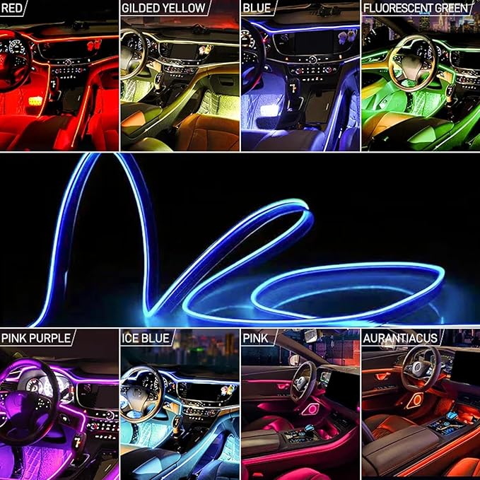 Car LED Lights Interior, 7-Color Voice-Activated LED Strip Lights, Automotive Trim for Dashboard Monitor Eaves Shelf Courtyard Bedroom Living Room TV