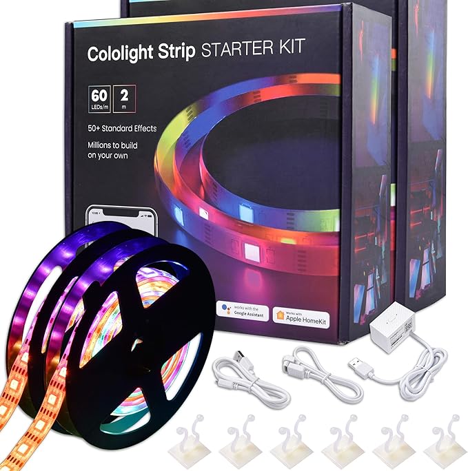 Yescom APP Control LED Strip Light 6.6ft Music Sync Color Changing WiFi Smart 60 LEDs Ambient Lamp Compatible with Alexa & Google Assistant for Bedroom Gaming Room