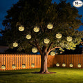 Kolpop Solar Lanterns Outdoor Waterproof 18 Pack, Hanging Solar Lights with 30 LED, Cracked Glass Hanging Globes for Garden Patio Fence Yard Christmas Tree Decoration, Warm White