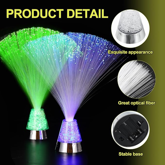 MECCANIXITY Fiber Optic Lamp, LED Novelty Lighting Sensory Mood Light Color Changing in Night for Bedroom Ambient Decorations,2Pcs